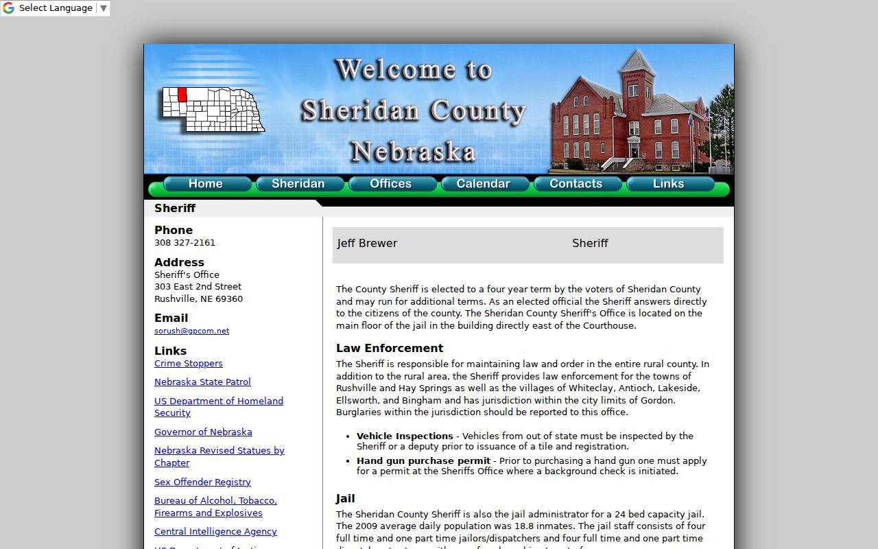 Official Sheridan County Sheriff and jail information page