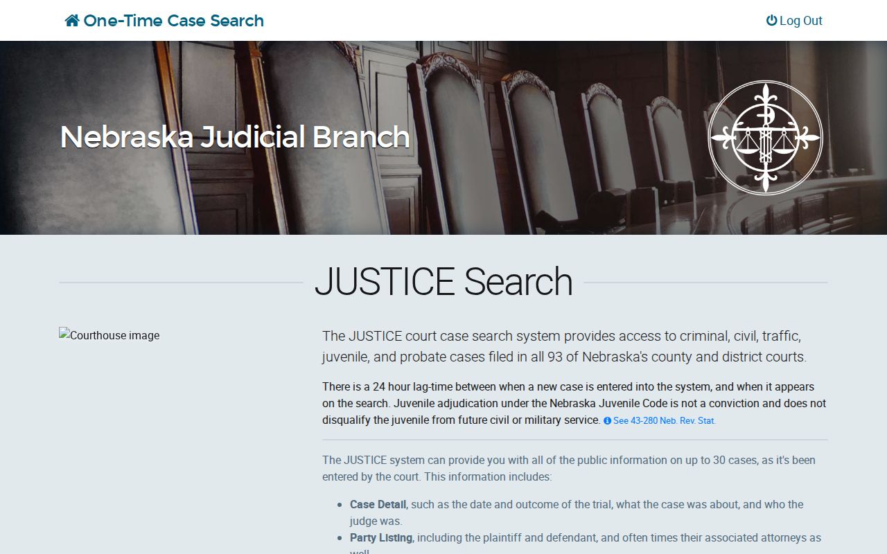 Sheridan County court case lookup fields in Nebraska JUSTICE