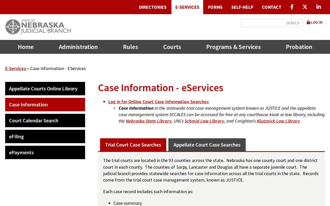 Nebraska access options for Sheridan County criminal court cases