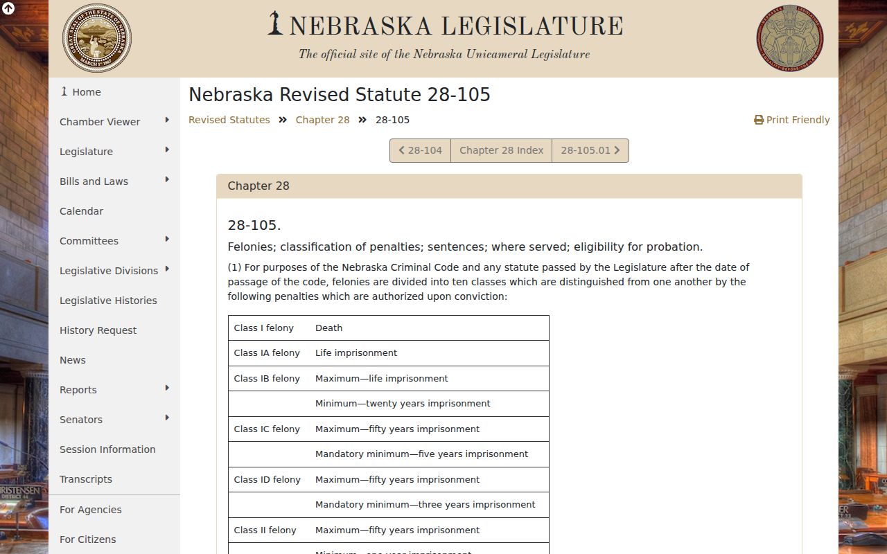 Gordon Sheridan County criminal history source for Nebraska felony penalty classes
