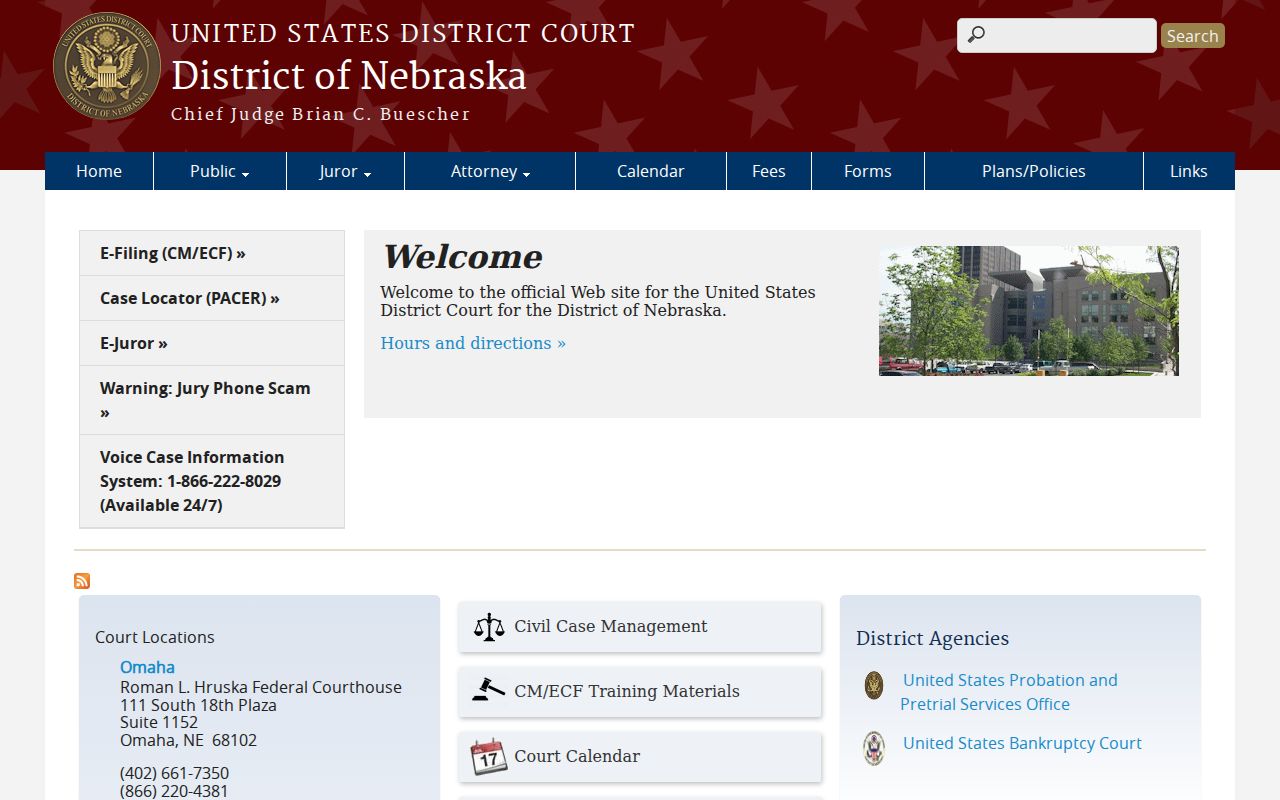 Hay Springs criminal case source showing the U.S. District Court for Nebraska