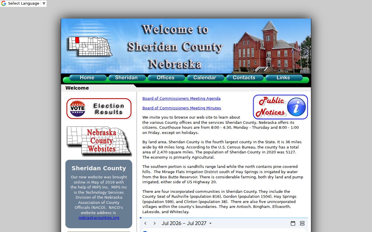 Sheridan County courthouse criminal records access page
